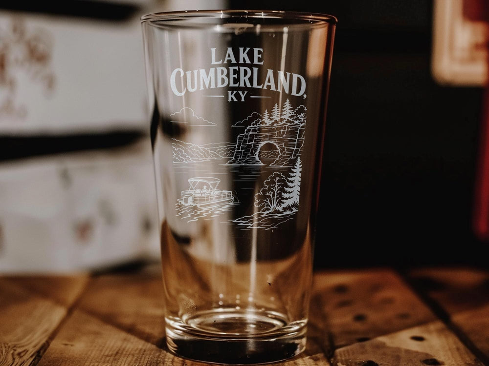 Lake Cumberland KY Pint Glass, Kentucky Lake Souvenir Beer Glass, Lake House Barware Gift, Cumberland Lake Vacation Drinkware
