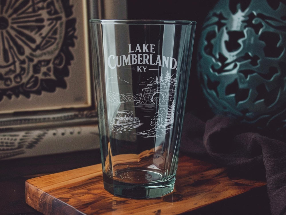 Lake Cumberland KY Pint Glass, Kentucky Lake Souvenir Beer Glass, Lake House Barware Gift, Cumberland Lake Vacation Drinkware