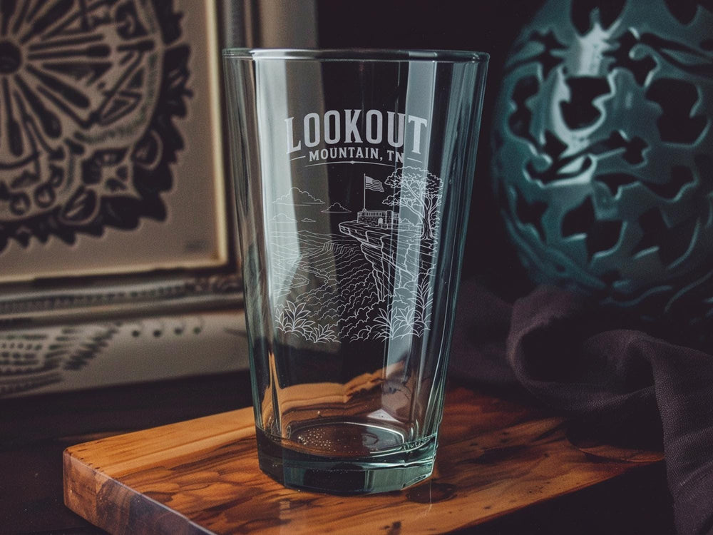 Lookout Mountain TN Pint Glass, Tennessee Souvenir Beer Glass, Chattanooga Landmark Drinkware Gift