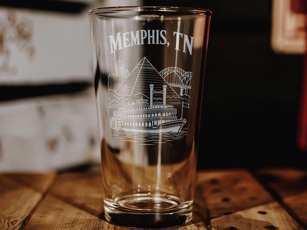 Memphis TN Pint Glass, Memphis Tennessee Souvenir Beer Glass, Bluff City Skyline Drinkware, Beale Street Gift