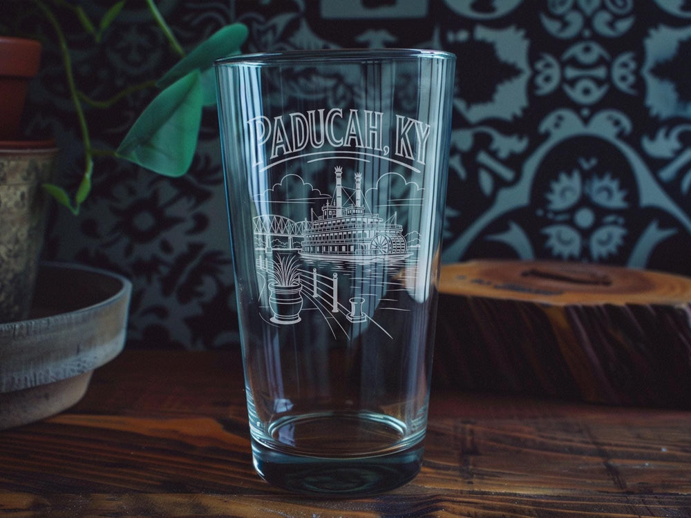 Paducah KY Pint Glass, Paducah Kentucky Souvenir Glass, Kentucky Travel Gift, Paducah City Gift, Kentucky Keepsake Pint Glass