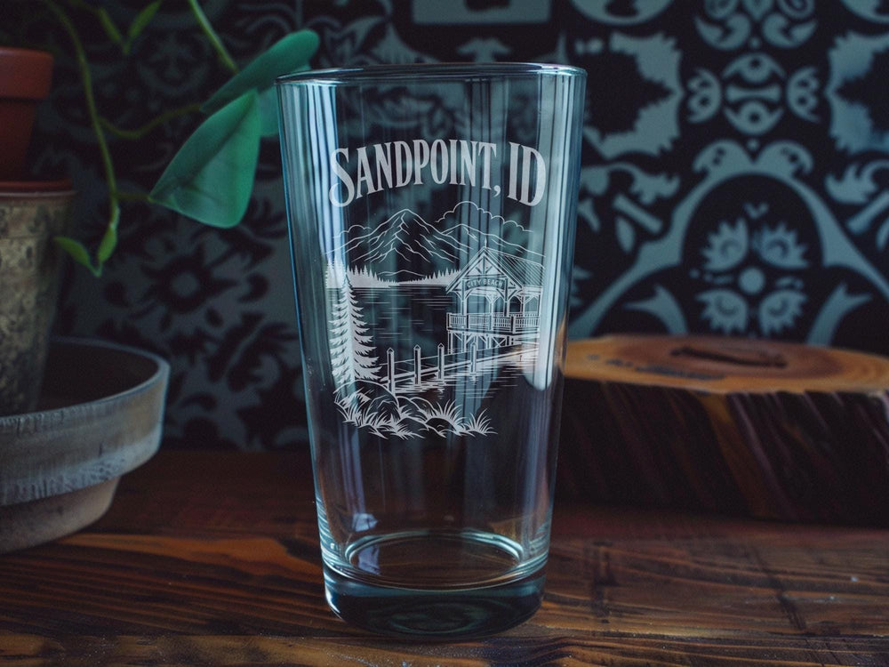 Sandpoint Idaho Pint Glass, Sandpoint ID Souvenir Beer Glass, Lake Pend Oreille Vacation Gift, Idaho Travel Drinkware
