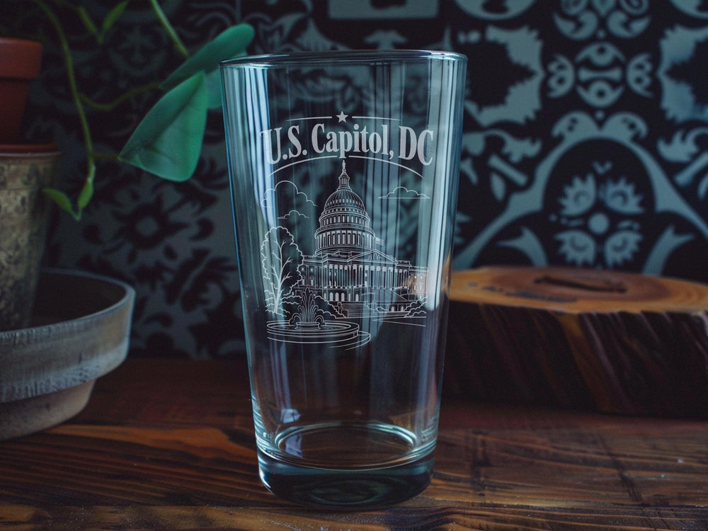 US Capitol Washington DC Pint Glass, United States Capitol Building Souvenir Beer Glass, Washington DC Landmark Drinkware Gift