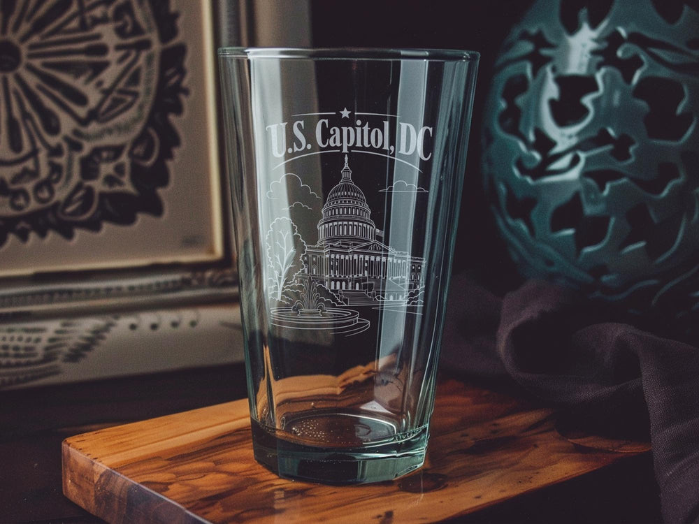 US Capitol Washington DC Pint Glass, United States Capitol Building Souvenir Beer Glass, Washington DC Landmark Drinkware Gift