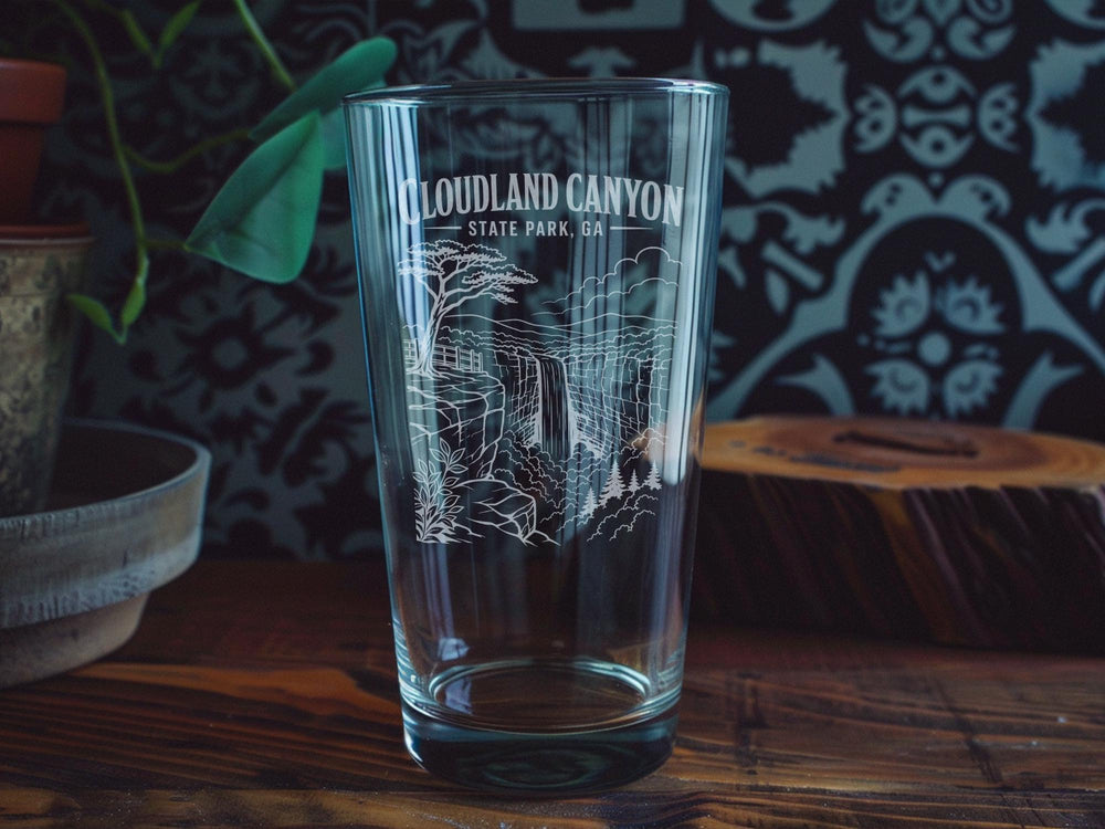 Cloudland Canyon State Park GA Pint Glass, Georgia State Park Souvenir, Scenic Canyon Hiking Gift, Lookout Mountain Drinkware