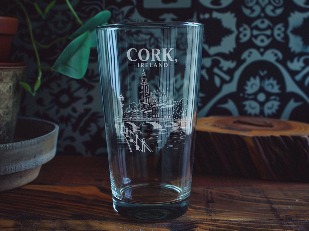 Cork Ireland Pint Glass, County Cork Souvenir Beer Glass, Irish Pub Drinkware, Cork City Ireland Travel Gift