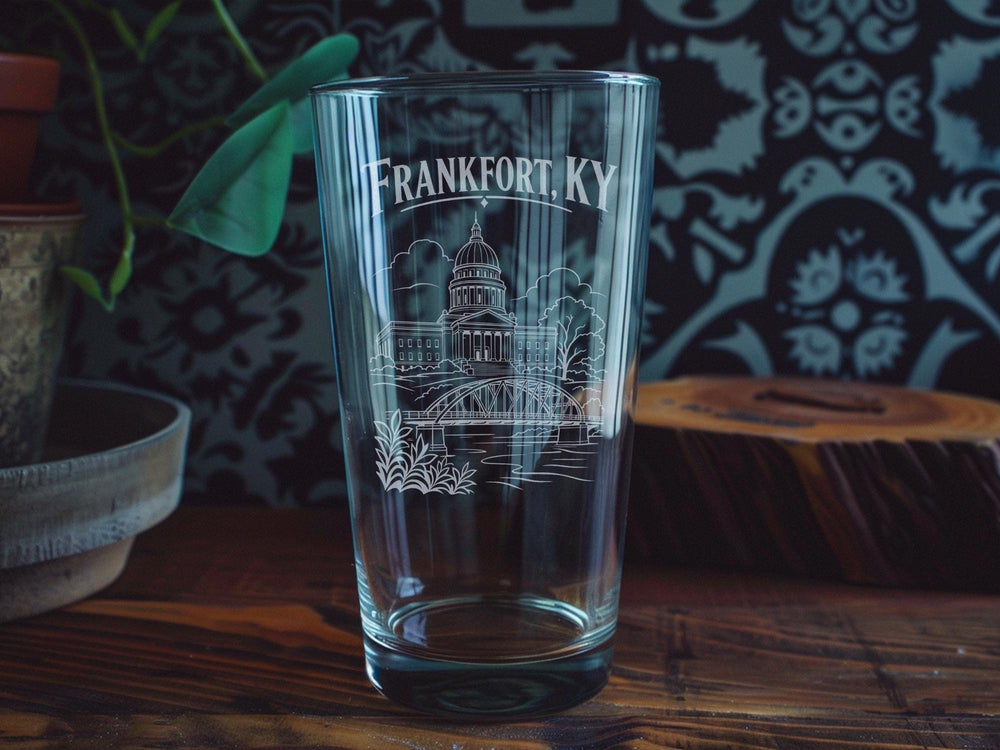 Frankfort KY Pint Glass, Frankfort Kentucky Souvenir Beer Glass, Kentucky State Capital Gift, Frankfort Travel Keepsake Glass