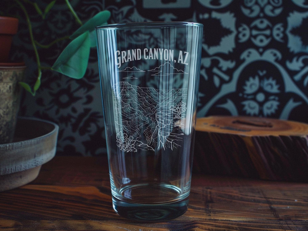 Grand Canyon AZ Pint Glass, Arizona Souvenir Beer Glass, Grand Canyon National Park Travel Gift, Southwest Landmark Drinkware