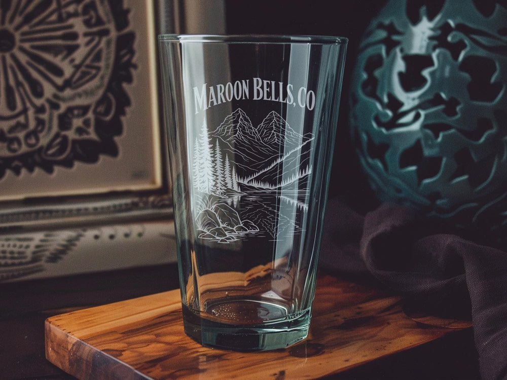 Maroon Bells Colorado Pint Glass, Aspen Mountain Range Souvenir Glass, Rocky Mountains Scenic Drinking Glass, Aspen CO Gift