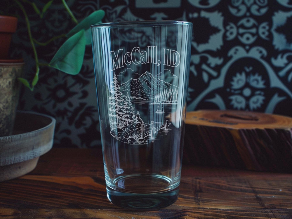 McCall Idaho Pint Glass, McCall ID Souvenir Beer Glass, Payette Lake Vacation Drinkware, Idaho Travel Gift Pint Glass