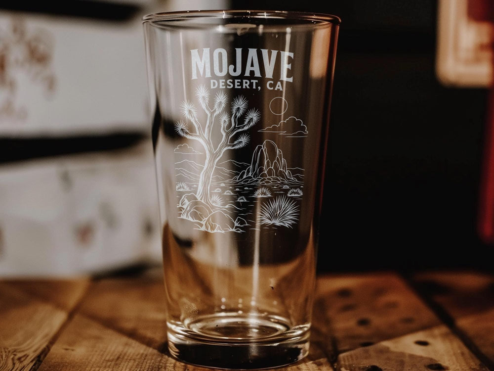 Mojave Desert California Pint Glass, Mojave Desert CA Souvenir Beer Glass, Desert Landscape Travel Gift Drinkware