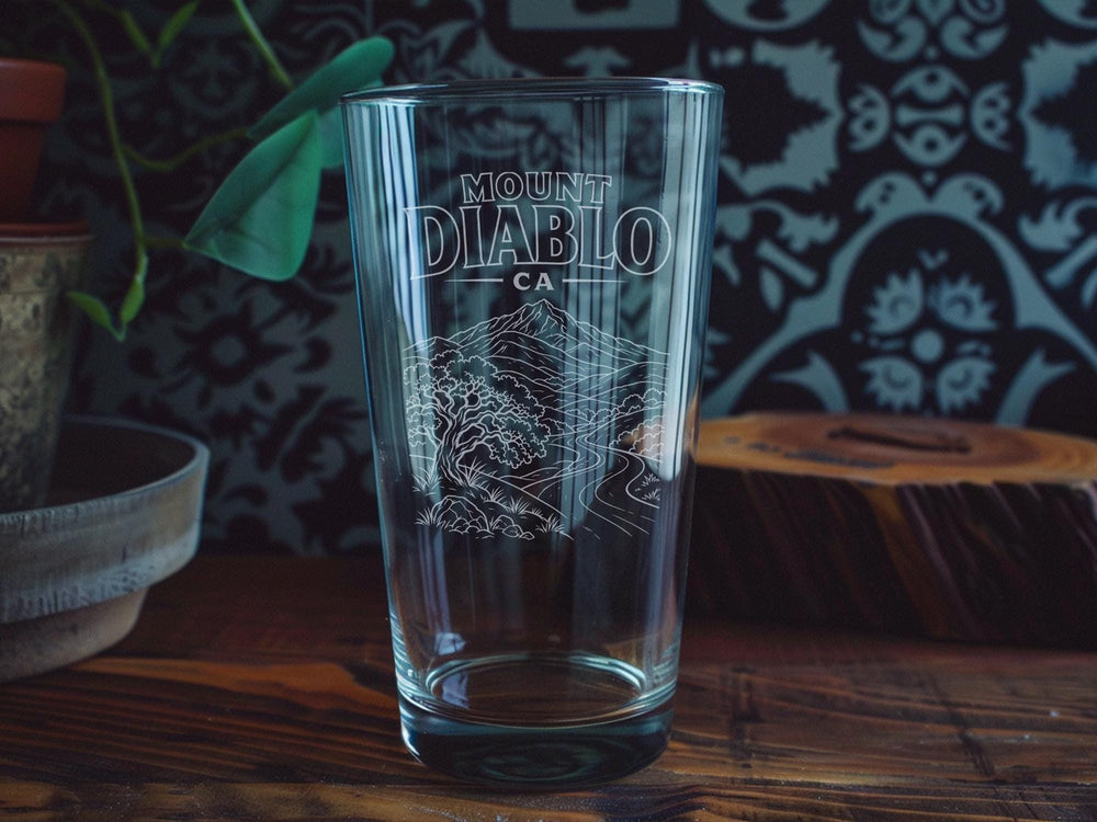 Mount Diablo CA Pint Glass, California Mountain Souvenir Glass, Mount Diablo State Park Gift, Bay Area Travel Keepsake Glass