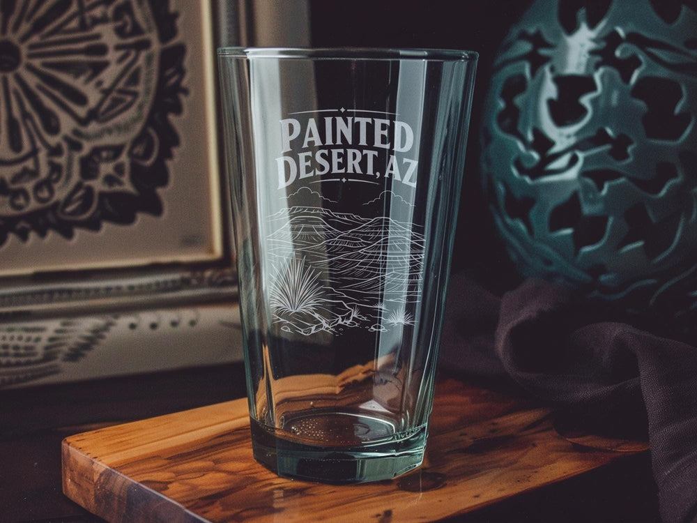 Painted Desert Arizona Pint Glass, Painted Desert AZ Souvenir Beer Glass, Petrified Forest National Park Drinkware