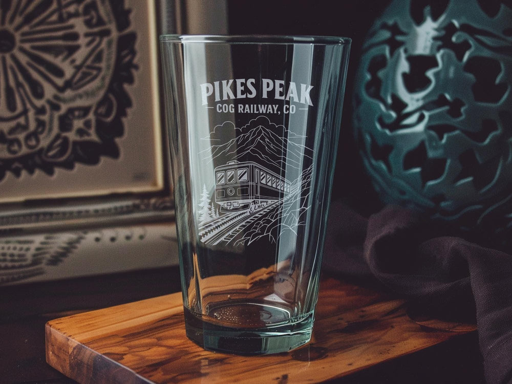 Pikes Peak Cog Railway Colorado Pint Glass, Pikes Peak Train Souvenir Beer Glass, Manitou Springs CO Mountain Railway Gift