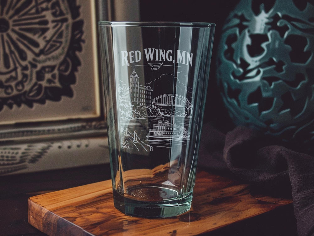 Red Wing Minnesota Pint Glass | Red Wing MN Souvenir Beer Glass | Mississippi River Town Travel Gift