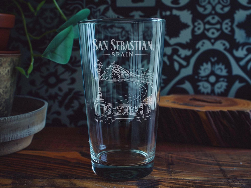 San Sebastian Spain Pint Glass, Donostia Souvenir Beer Glass, Basque Country Travel Gift, Spain City Keepsake Glassware