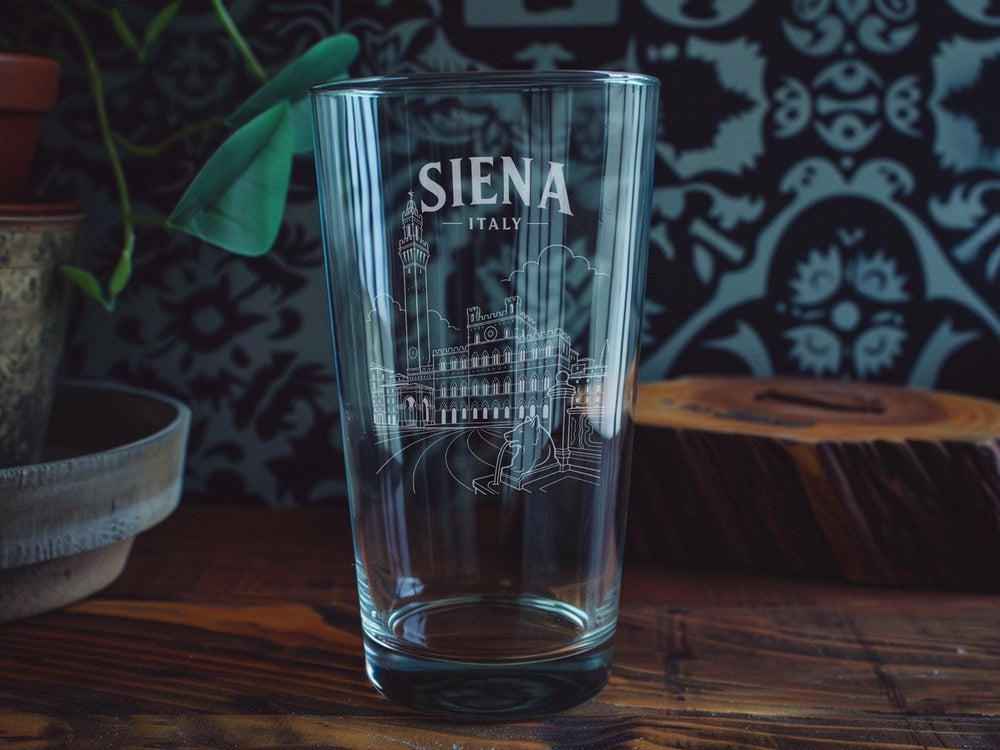 Siena Italy Pint Glass, Siena Tuscany Travel Souvenir Glass, Italian City Landmark Drinkware, Siena Vacation Gift
