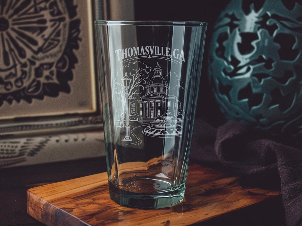 Thomasville GA Pint Glass, Thomasville Georgia Souvenir Beer Glass, South Georgia City Drinking Glass Gift