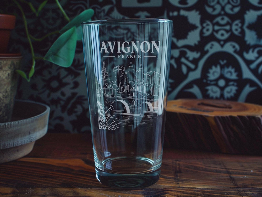 Avignon France Pint Glass, Avignon Souvenir Beer Glass, Provence Travel Gift, French City Landmark Drinkware