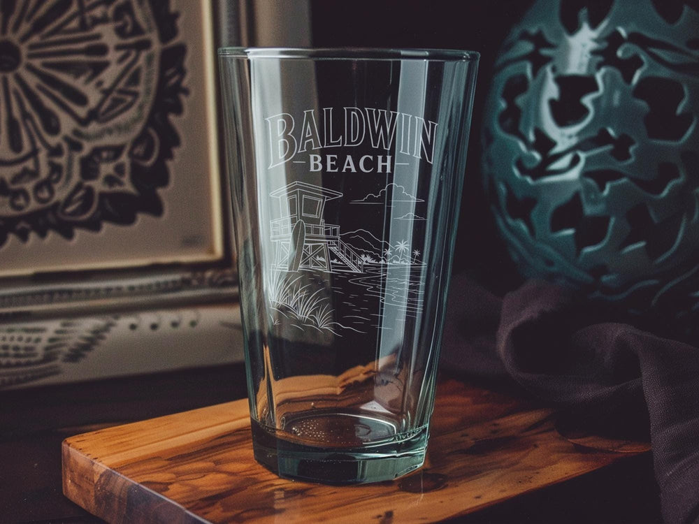Baldwin Beach Pint Glass, Baldwin Beach Lake Tahoe Souvenir Glass, California Beach Travel Gift, Vacation Drinkware