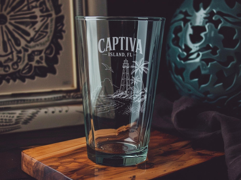 Captiva Island Florida Pint Glass, Captiva Island FL Souvenir Drinkware, Coastal Island Vacation Gift, Beach Bar Glass