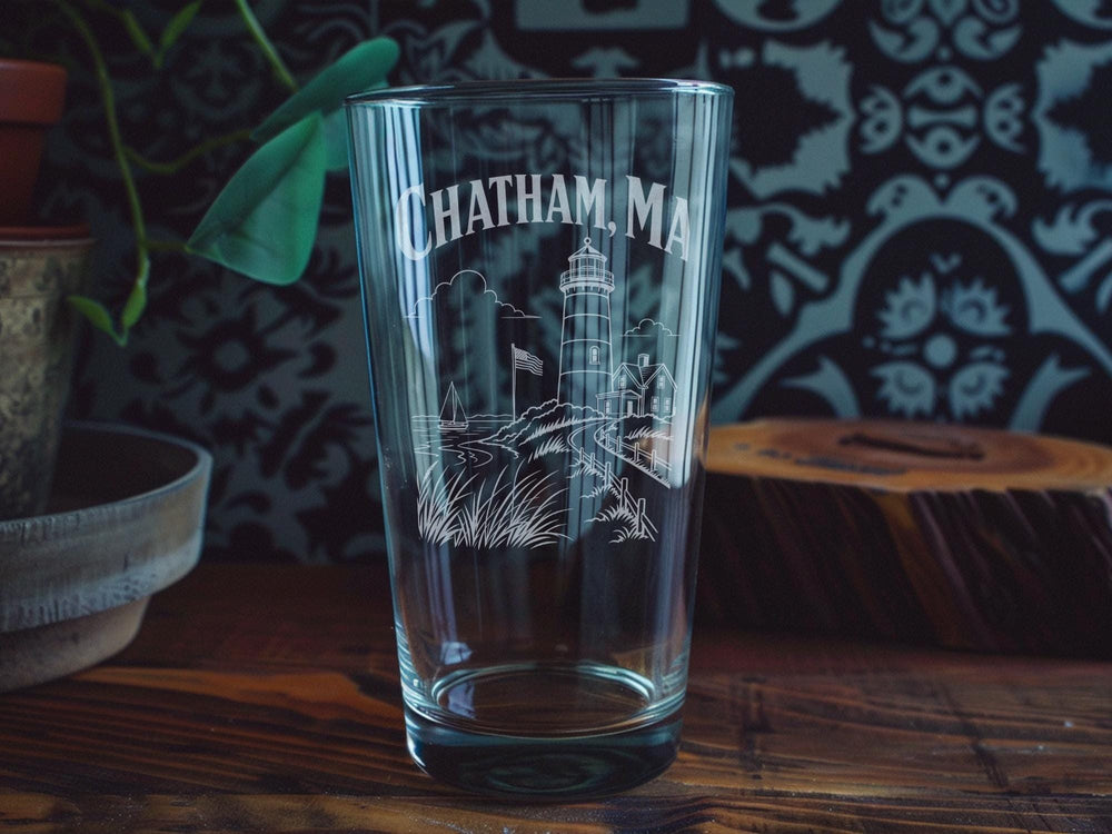 Chatham MA Pint Glass, Chatham Massachusetts Souvenir Beer Glass, Cape Cod Coastal Town Drinkware, New England Gift