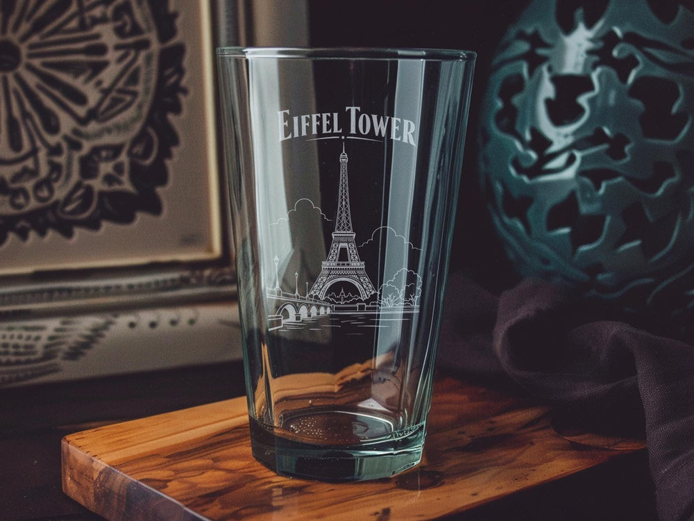Eiffel Tower Pint Glass, Paris France Landmark Beer Glass, French Travel Souvenir Barware Gift