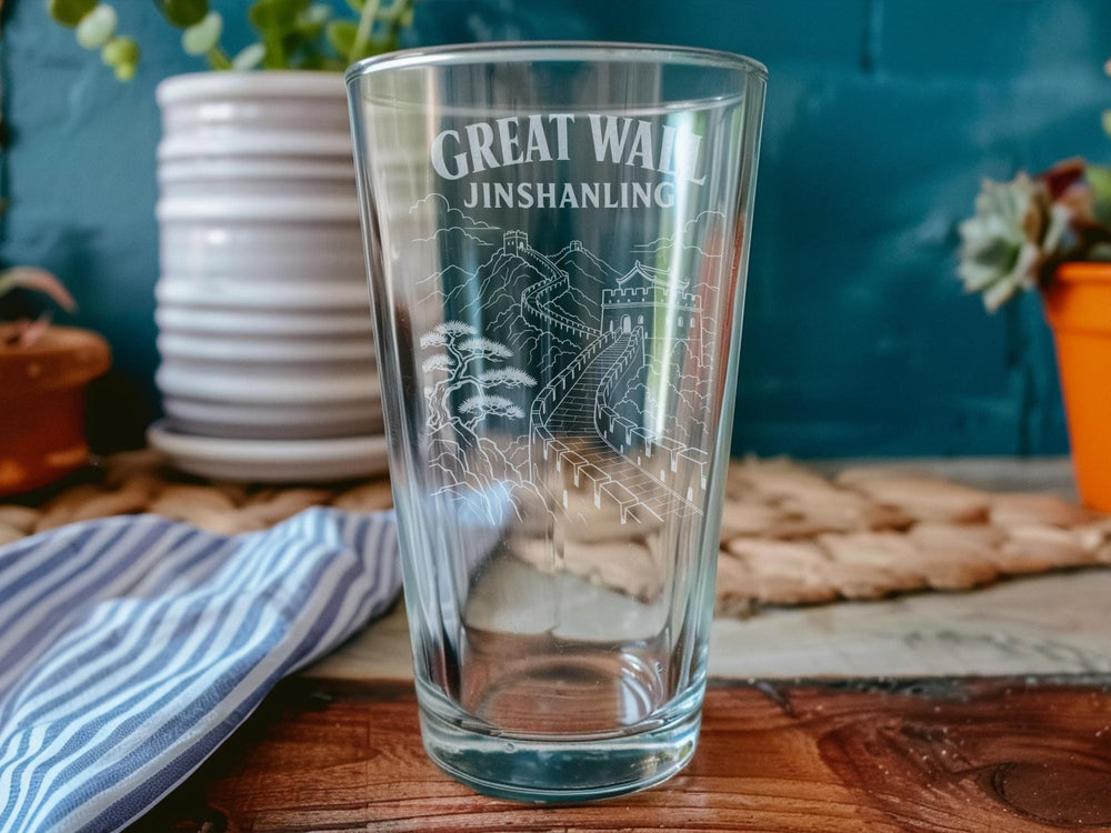 Great Wall Jinshanling Pint Glass, Jinshanling Great Wall China Souvenir Drinkware, Great Wall Landmark Beer Glass