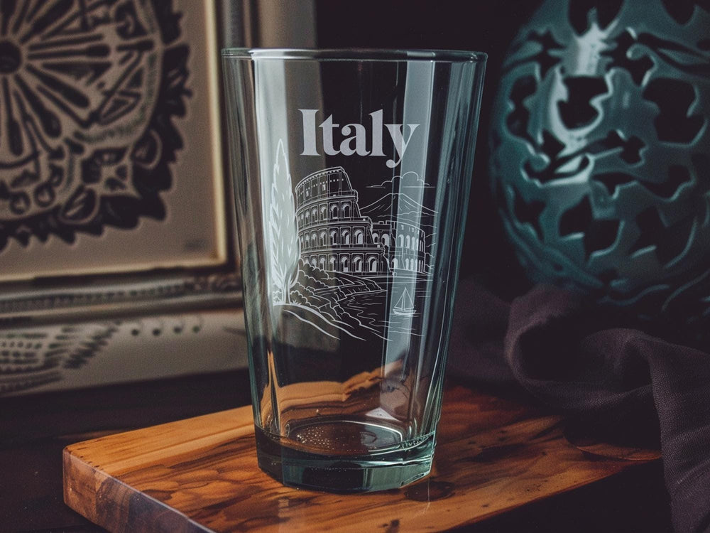 Italy Pint Glass, Italy Travel Souvenir Beer Glass, Italian Flag Italy Map Pint Glass, Rome Venice Florence Italy Gift