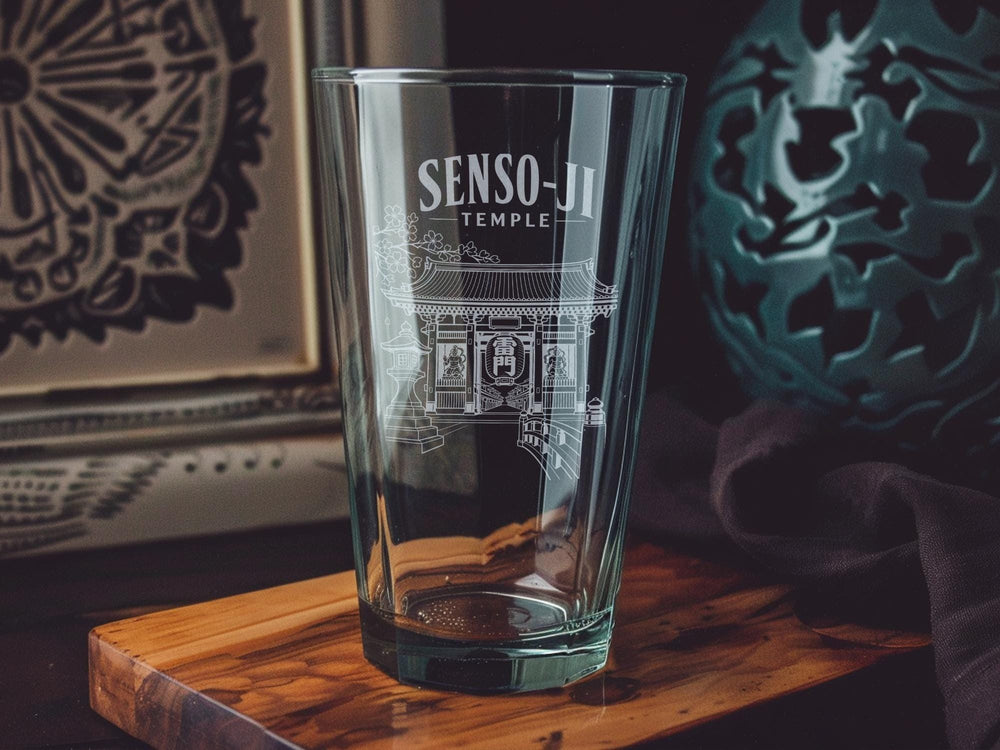 Senso-ji Temple Asakusa Tokyo Japan Pint Glass, Buddhist Temple Landmark Souvenir Drinkware Gift