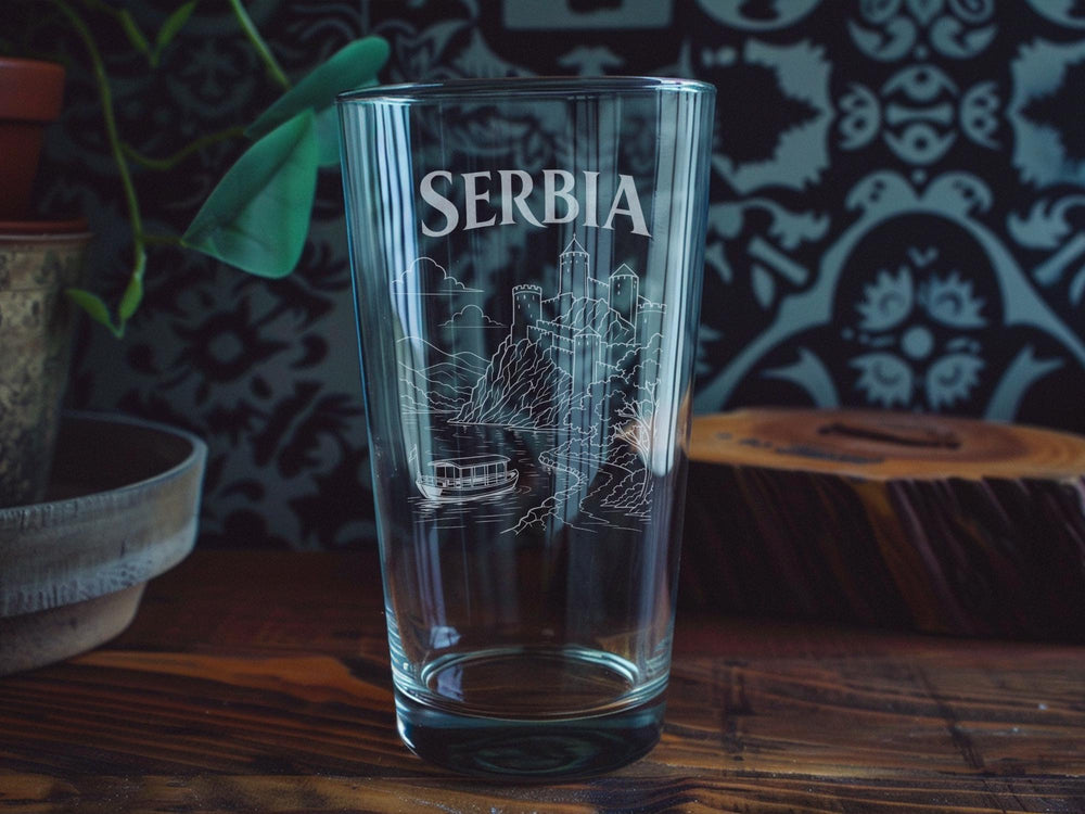 Serbia Pint Glass, Serbian Flag Pint Glass, Serbia Souvenir Beer Glass, Serbian Pride Drinking Glass, Belgrade Gift Glass