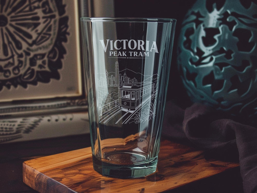 Victoria Peak Tram Pint Glass, Hong Kong Peak Tram Souvenir Glass, Victoria Peak Landmark Drinkware, Travel Gift Pint Glass