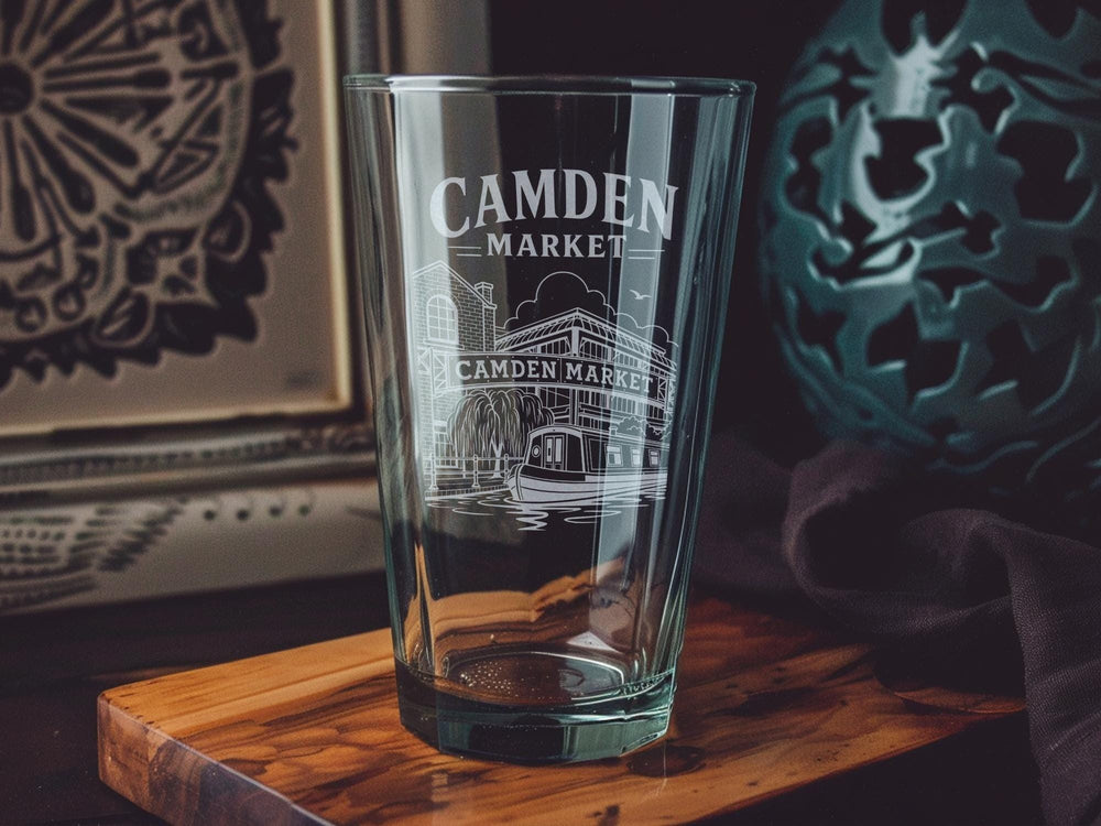 Camden Market Pint Glass, London Market Souvenir Beer Glass, Camden Town Street Market Travel Gift Glassware