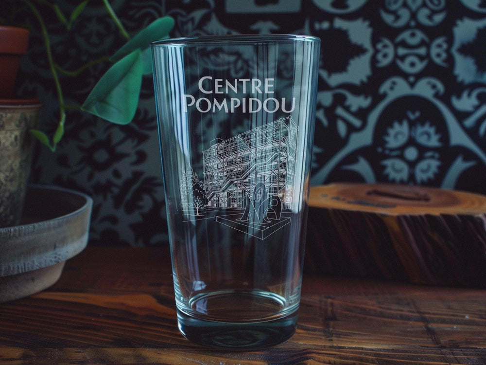 Centre Pompidou Paris Pint Glass, Modern Art Museum Landmark Bar Glass, France Travel Souvenir Drinkware Gift