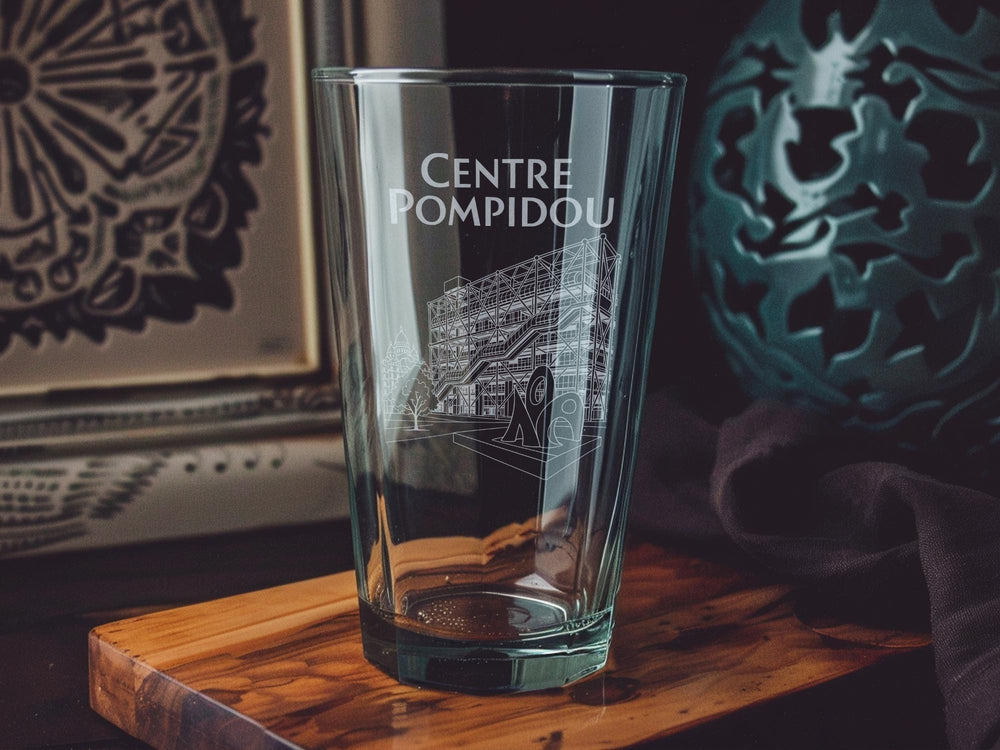 Centre Pompidou Paris Pint Glass, Modern Art Museum Landmark Bar Glass, France Travel Souvenir Drinkware Gift