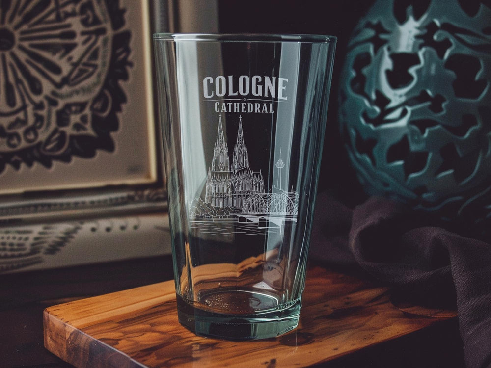 Cologne Cathedral Pint Glass, Kölner Dom Landmark Drinkware, Germany Gothic Cathedral Souvenir Glass, Cologne Travel Gift
