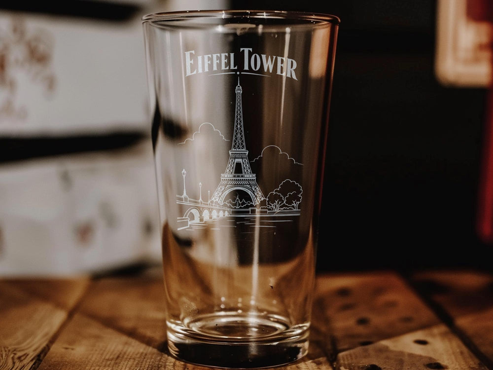 Eiffel Tower Pint Glass, Paris France Landmark Beer Glass, French Travel Souvenir Barware Gift