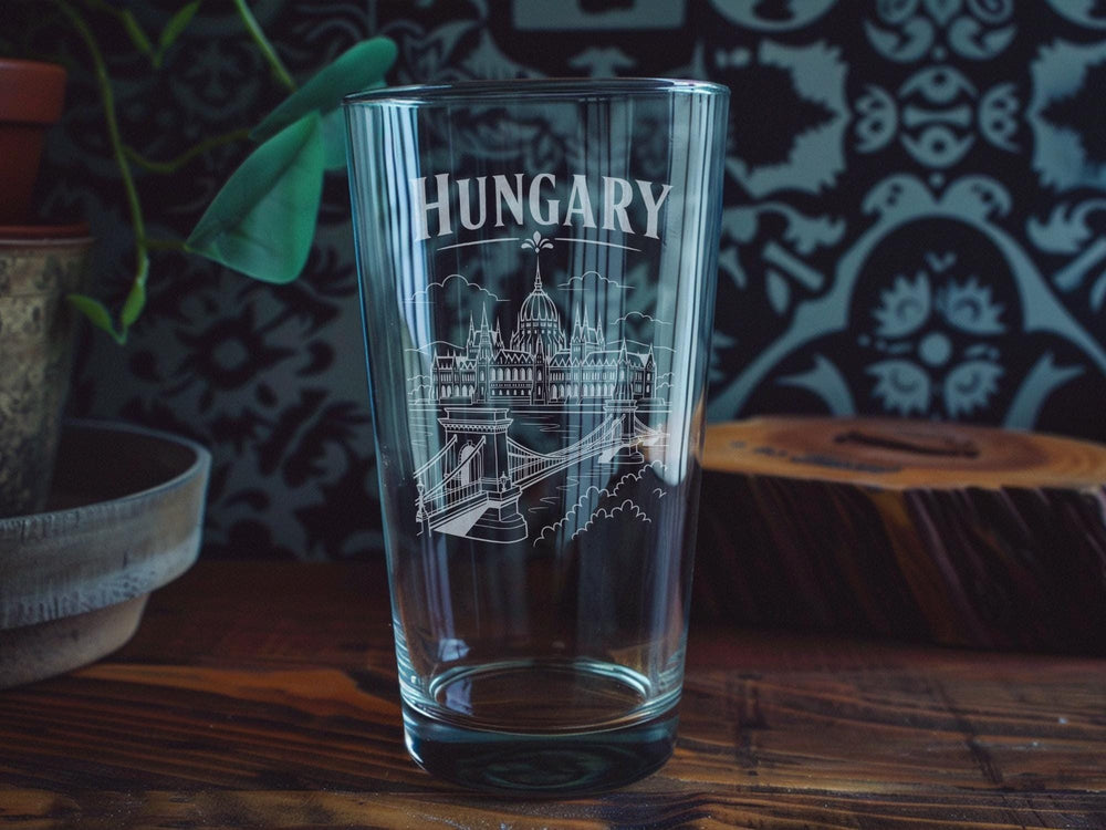 Hungary Pint Glass, Hungary Travel Souvenir Beer Glass, Budapest Hungary Gift for Hungarian Pride, Hungary Flag Pint Glass