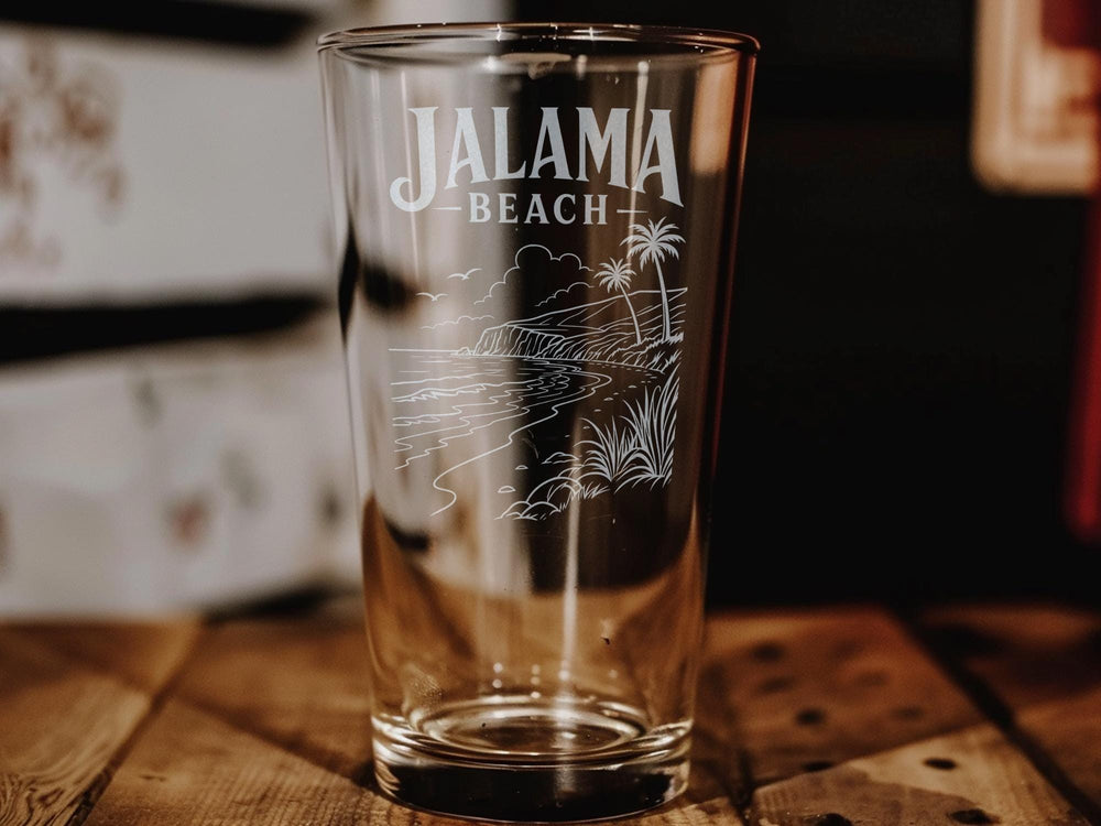 Jalama Beach Pint Glass, California Coastal Beach Souvenir Glass, Santa Barbara County Beach Lover Gift, Ocean Theme Drinkware