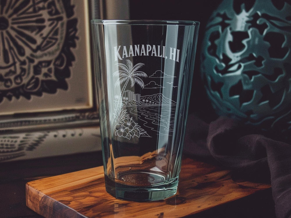 Kaanapali Hawaii Pint Glass, Maui Beach Souvenir Glass, Ka'anapali HI Vacation Drinkware, Island Coastal Bar Glass