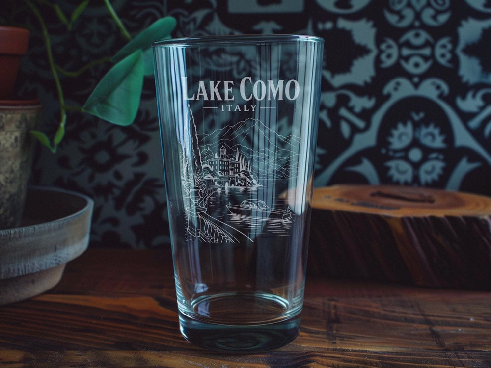 Lake Como Italy Pint Glass, Italian Lakeside Souvenir Drinkware, Como Travel Gift, Italy Vacation Keepsake Glass