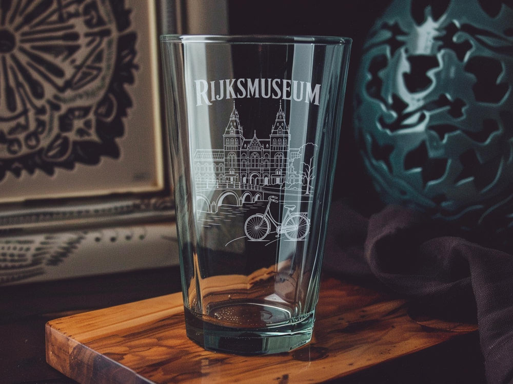 Rijksmuseum Pint Glass, Amsterdam Museum Souvenir Beer Glass, Dutch Landmark Travel Gift, Netherlands Architecture Drinkware