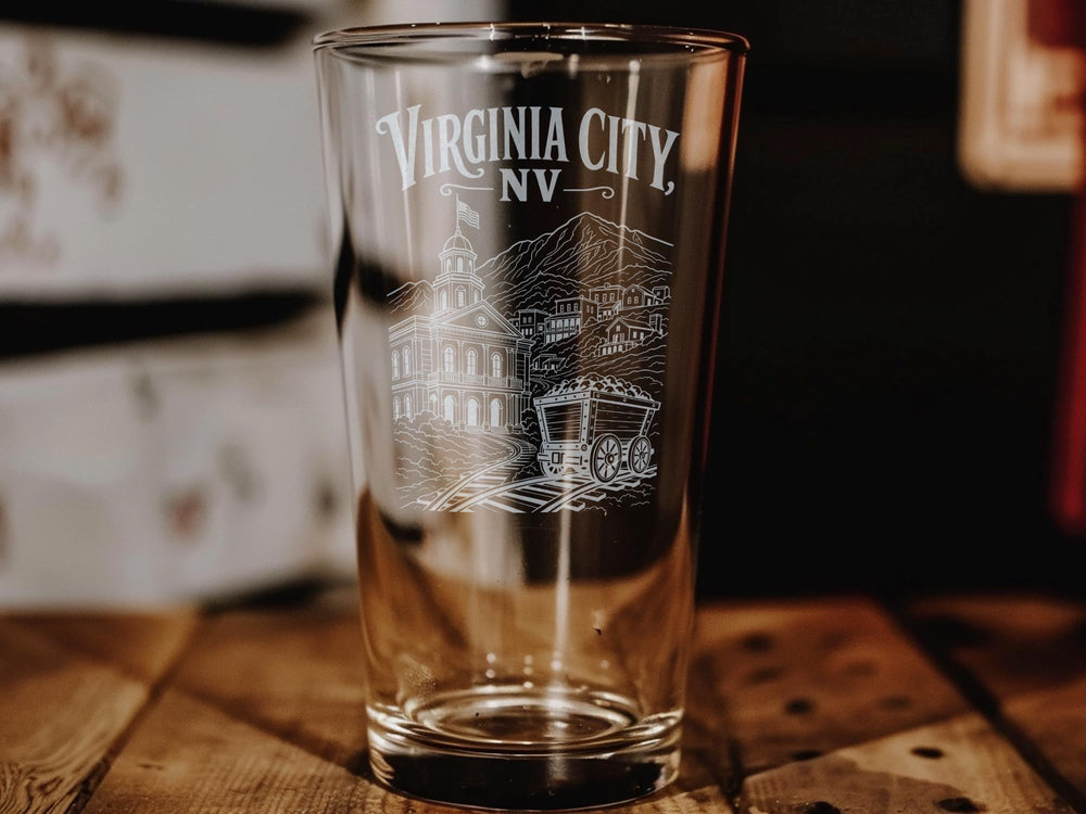 Virginia City Nevada Pint Glass, Virginia City NV Souvenir Beer Glass, Historic Mining Town Gift, Western Travel Keepsake Glassware