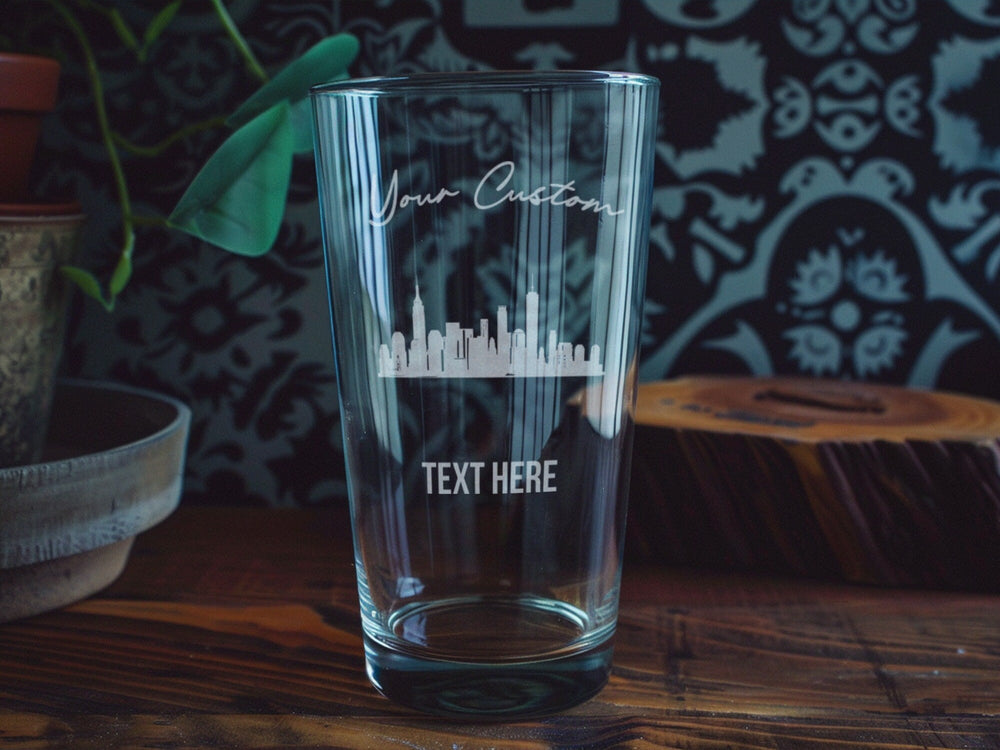 Jersey City Skyline Pint Glass: Personalized Beer Gift