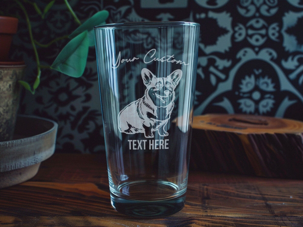 Personalized Corgi Pint Glass: Laser Engraved Dog Lover Gift