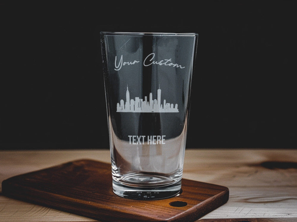 Jersey City Skyline Pint Glass: Personalized Beer Gift