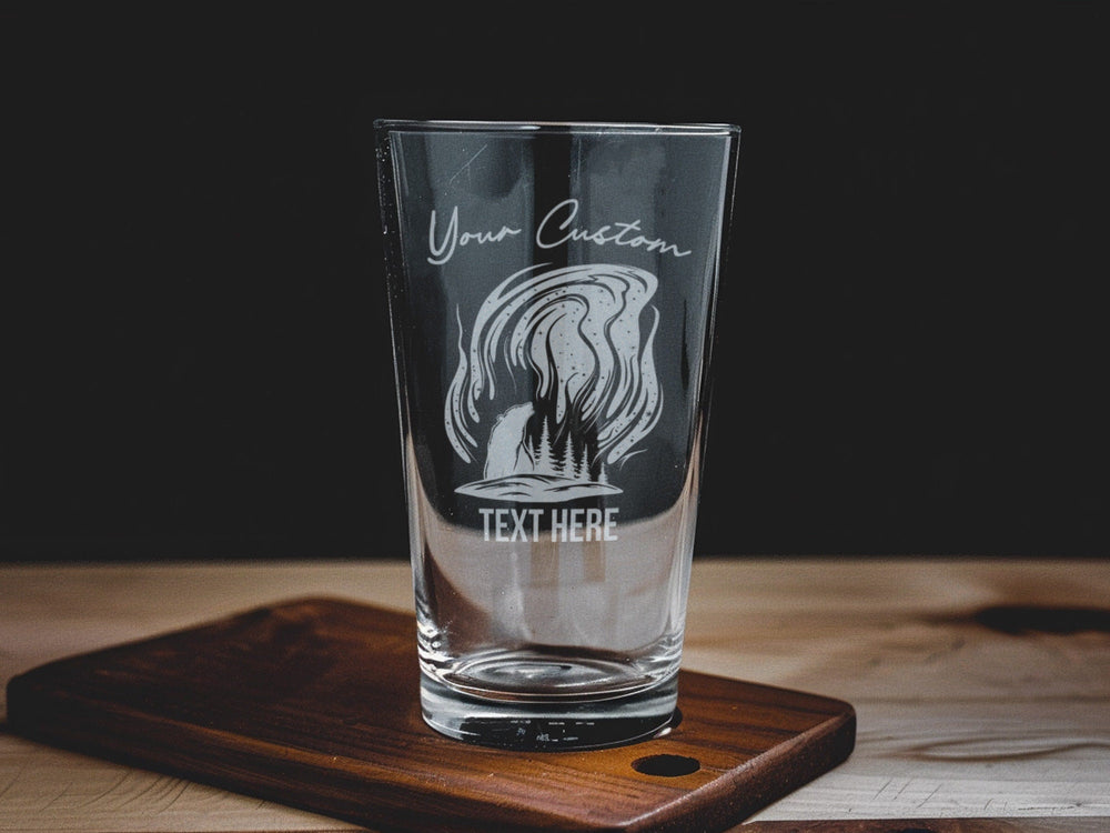 Laser Engraved Aurora Pint Glass: Personalized Beer Gift