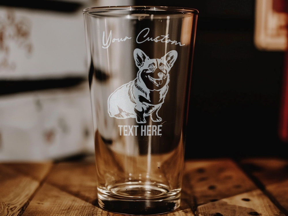 Personalized Corgi Pint Glass: Laser Engraved Dog Lover Gift