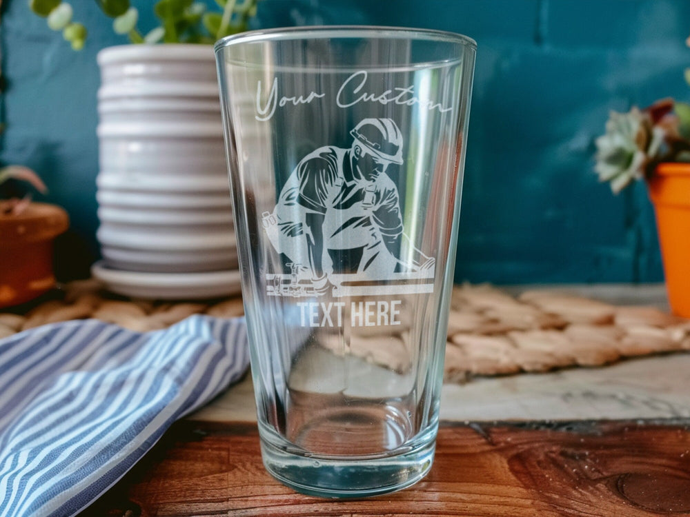 Personalized Pipefitter Pint Glass: Laser Engraved Beer Gift