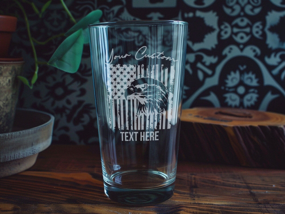 American Eagle Pint Glass: Patriotic USA Flag Beer Glass